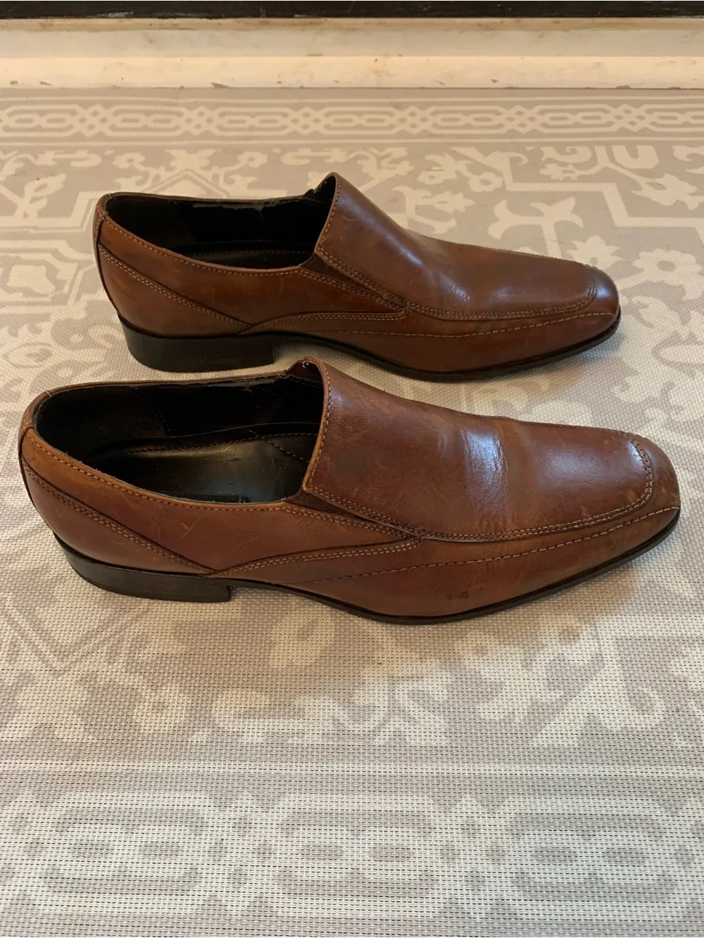 BOSTONIAN Square Toe Dress Loafers Men’s 8.5 M Brown Leather Slip-On 28246